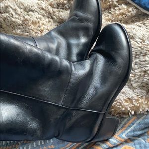 Max Mara knee high black leather boots